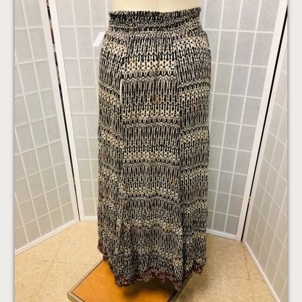 Lila P. , skirt, long, beige and black, size L.:
